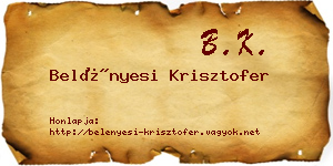 Belényesi Krisztofer névjegykártya